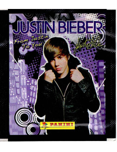Sobre de cromos de la colección Justin Bieber de Panini